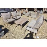 A Bramblecrest aluminium two seater settee and coffee table and two armchairs - RRP £1047, ex