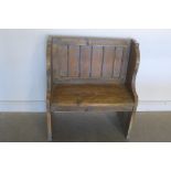 A rustic pine hall bench, 91cm H x 80cm x 41cm