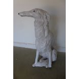 A ceramic figure of a seated Lurcher, 100cm high