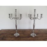 A pair of five branch plated candelabra, 79cm high