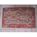 A hand knotted vegetable dye wool Chobi Kelim runner 126x82cm