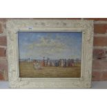 An oil on board, in the style of Eugene Boudin Tronville, in a cream painted frame, 45x55cm