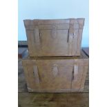 Two leather effect storage boxes, largest 33x51x33 cm