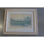 Edwin Ladell print, signed - Kings from the Copper Kettle, Cambridge, in a cream frame, 60x74cm,