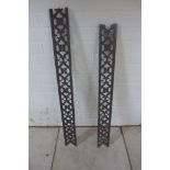 Two decorative cast iron floor grills, 103 and 95cm x 10cm