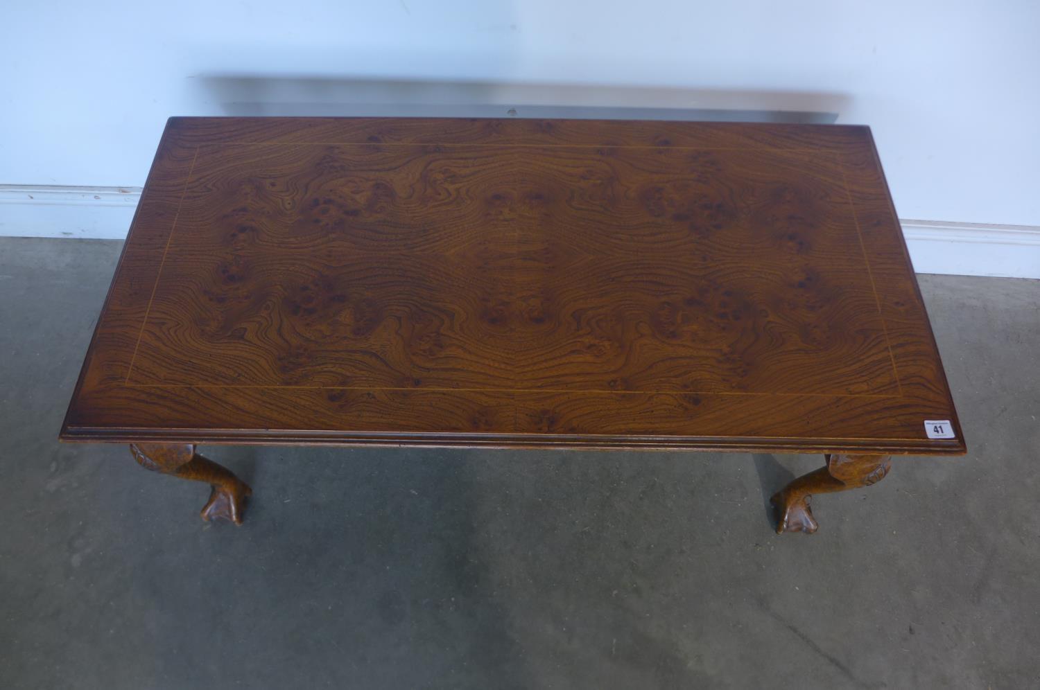 A burr elm veneered coffee table, 46cm tall x 107cm x 54cm - Image 2 of 2