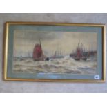 A R T Wilding watercolour, harbour scene of Dieppe dated 1907 in a gilt frame, 36x61cm - in good