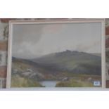 An early 20th century framed and glazed goache - Dartmoor Scene - signed R D Sherrin, listed