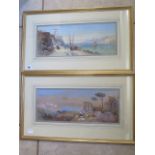 A pair of 19th century continental scene Watercolours, signed W Flower 1868 - in gilt frames,