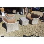 A Bramblecrest sofa set with marine grade cushions and a matching coffee table - RRP £1955, ex