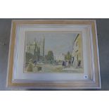 Edwin Ladell signed print - Kinds Parade, Cambridge, in a cream frame, 60x74cm - some dirt and