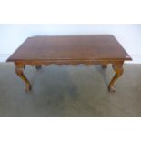 A burr elm veneered coffee table, 46cm tall x 107cm x 54cm