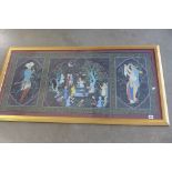 A mogul Tripitch watercolour in a gilt frame, 66x123cm - in good condition