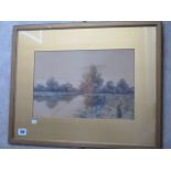 A Gordon Fraser watercolour, River bank reflection, signed and dated 1904 - in a gilt frame, 45x55cm