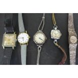 A collection of vintage watches, including a sterling silver ladies Accurist watch bracelet,