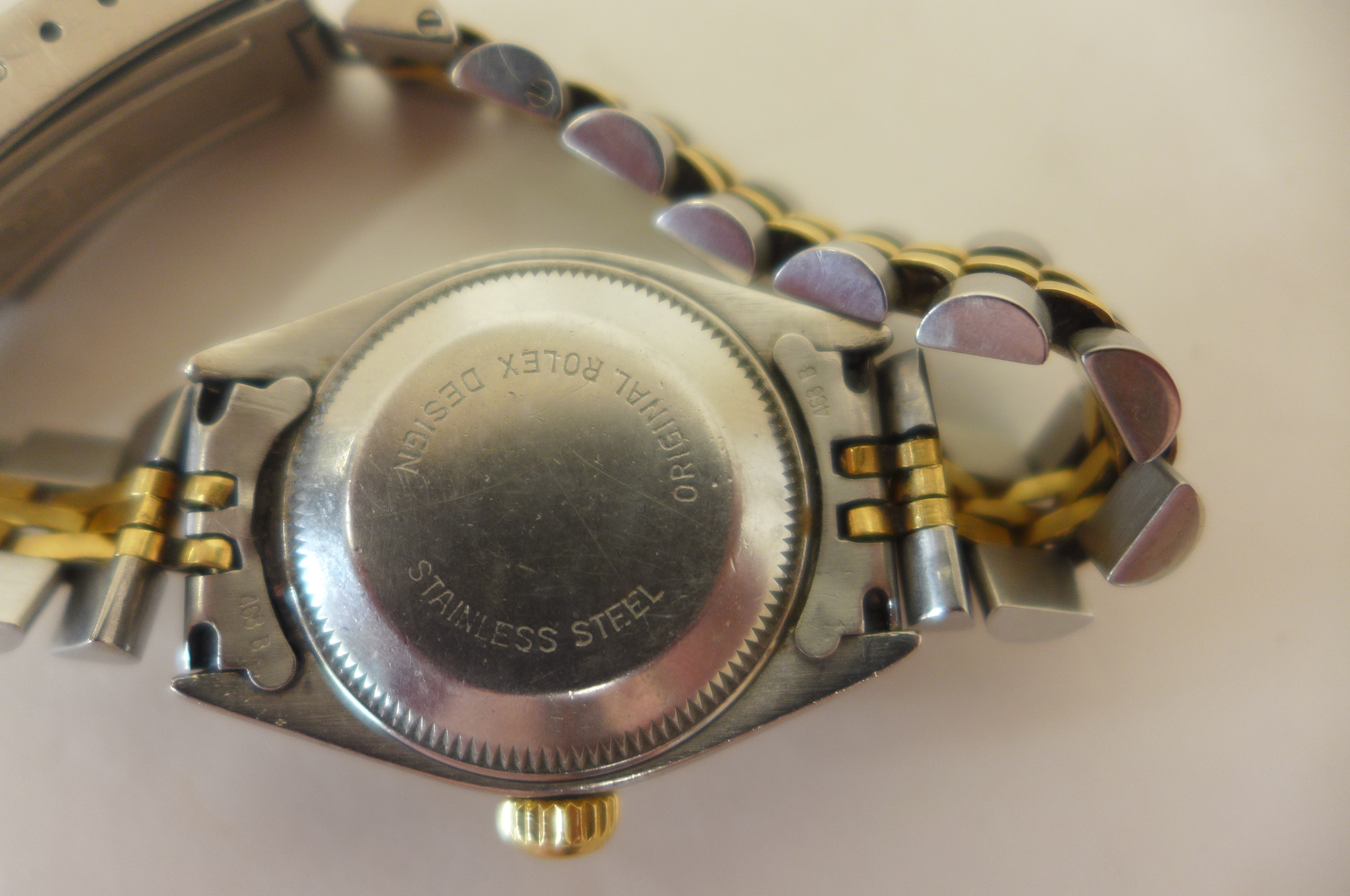 A ladies Rolex Oyster perpetual date bi-metal bracelet wristwatch, 27mm wide including button, model - Image 3 of 8
