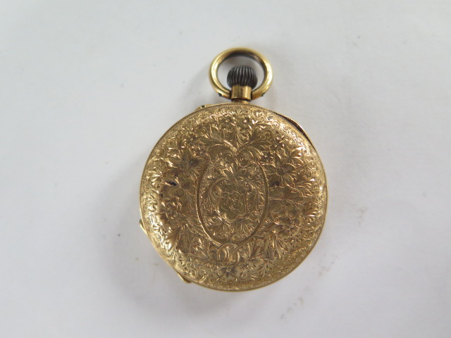 An 18ct yellow gold top wind pocket watch, 35mm diameter, approx 34 grams, generally good condition, - Image 2 of 4