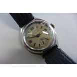 A gents steel case Duchene and Fils Uno wristwatch, raised bezel, silvered face, with Arabic