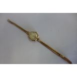 A ladies Vertex 9ct gold wristwatch and strap, gold weight approx 13 grams, total weight approx