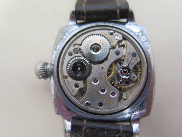 A rare 1930's Rolex Oyster wrist watch with cushion chromed case, screw down bezel and superb - Image 9 of 9