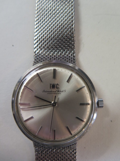 A gents steel cased IWC wrist watch and bracelet, the circular brushed steel finished dial with - Image 2 of 7