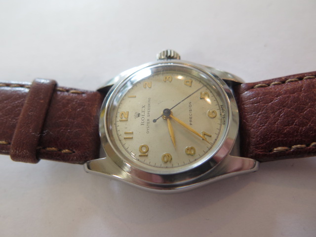 A vintage gents Rolex Oyster precision Speedking in steel case, case diameter 30mm, case style - Image 2 of 7