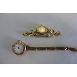 Two ladies 9ct gold cased wristwatches, both with plated straps, total weight approx 33 grams,