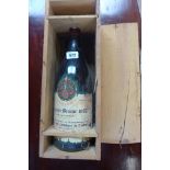 A 150cl bottle of Chorey-Les-Beaune 1982 red wine, in wooden case, level looks good