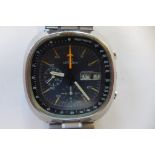 A rare Lemania 1970's stainless steel TV shaped chronograph automatic gents bracelet wristwatch with