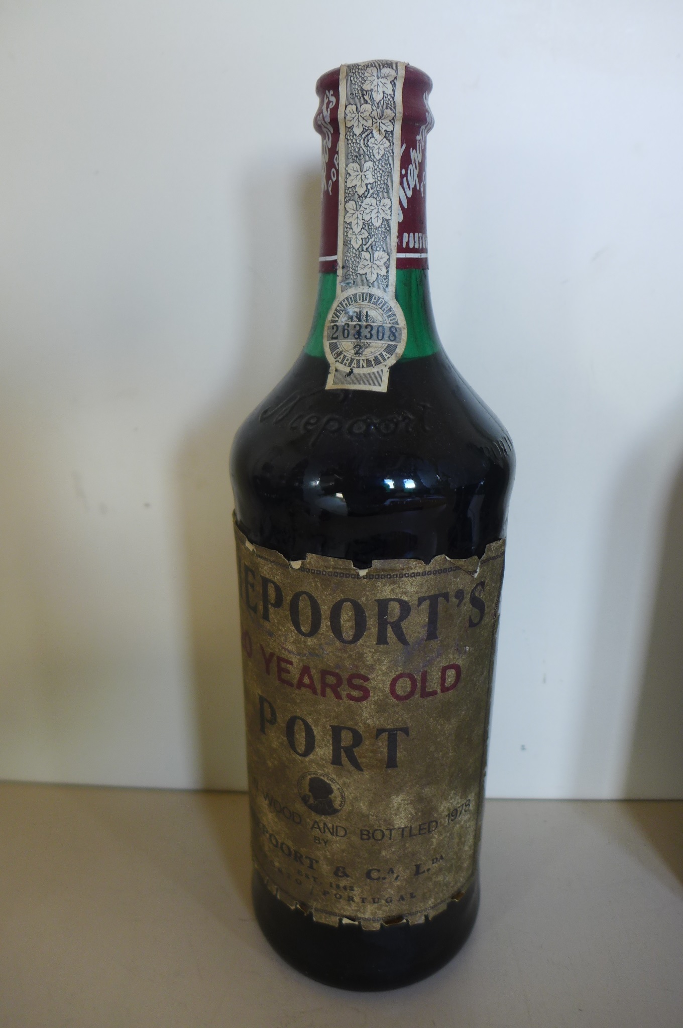 A bottle of Nieports 20 year old port, bottled 1978 - level at base of neck