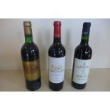 Three bottles of red wine, Chateau Batailley 1983 pauillac, level to base of neck, Chateau