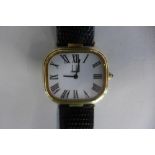 A silver gilt gents Dunhill quartz wristwatch in good condition with new battery, 35mm wide