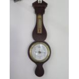 A Victorian oak cased barometer with thermometer by Negratti and Zambra, London - height 61cm