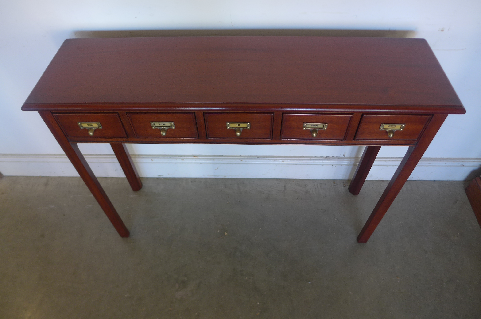 A mahogany five drawer hall table, made by a local craftsman to a high standard, 77cm H x 107cm x - Image 2 of 2