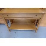 A Multi-York light oak hall table with a drawer, as new - 110cm W x 81cm H