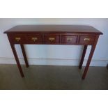 A mahogany five drawer hall table, made by a local craftsman to a high standard, 77cm H x 107cm x