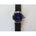 A Girard-Perregaux Gyromatic gents wristwatch with a blue dial, dial good, running order, some