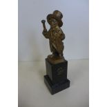 Carl Kauba, 1865-1922 - Humorous bronze figure of a boy in adults clothes on a marble base, 18cm