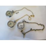 A military pocket watch on chain, running - and two Smiths pockets watches, not working, glass