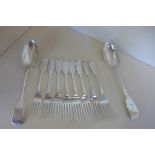 A mixed lot of silver cutlery including Dublin, Exeter, Newcastle, including pair of Newcastle