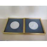 Two gilt framed Royal Copenhagen angel plaques, frame size 30x30cm