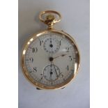 A 14ct rose gold pocket watch for restoration, the white enamel face, marked for hours and