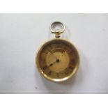 An 18ct gold pocket watch, with base metal dust cover - 35mm wide, not running, approx 35 grams