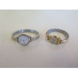 An 18ct ladies wristwatch, with plated strap, approx 14 grams, running - and a 9ct ladies watch on