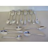 A good collection of fourteen Georgian silver spoons including Newcastle, Dublin, Glasgow, retailers