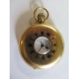 An 18ct gold cased half hunter pocket watch, the case hallmarked London 1912 - top wind movement,
