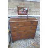 A 19th century mahogany five drawer chest and a toilet mirror chest, 103cm tall x 108cm x 56cm