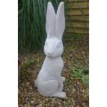 A large cast stone figure of a seated hare, 28cm W x 64cm H