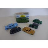 A boxed Dinky Supertoys Centurion tank 651, and five Dinky Cars, two repainted, play wear to all