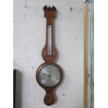 An inlaid mahogany wheel barometer by A Tacchi of Bedford, minor restoration required